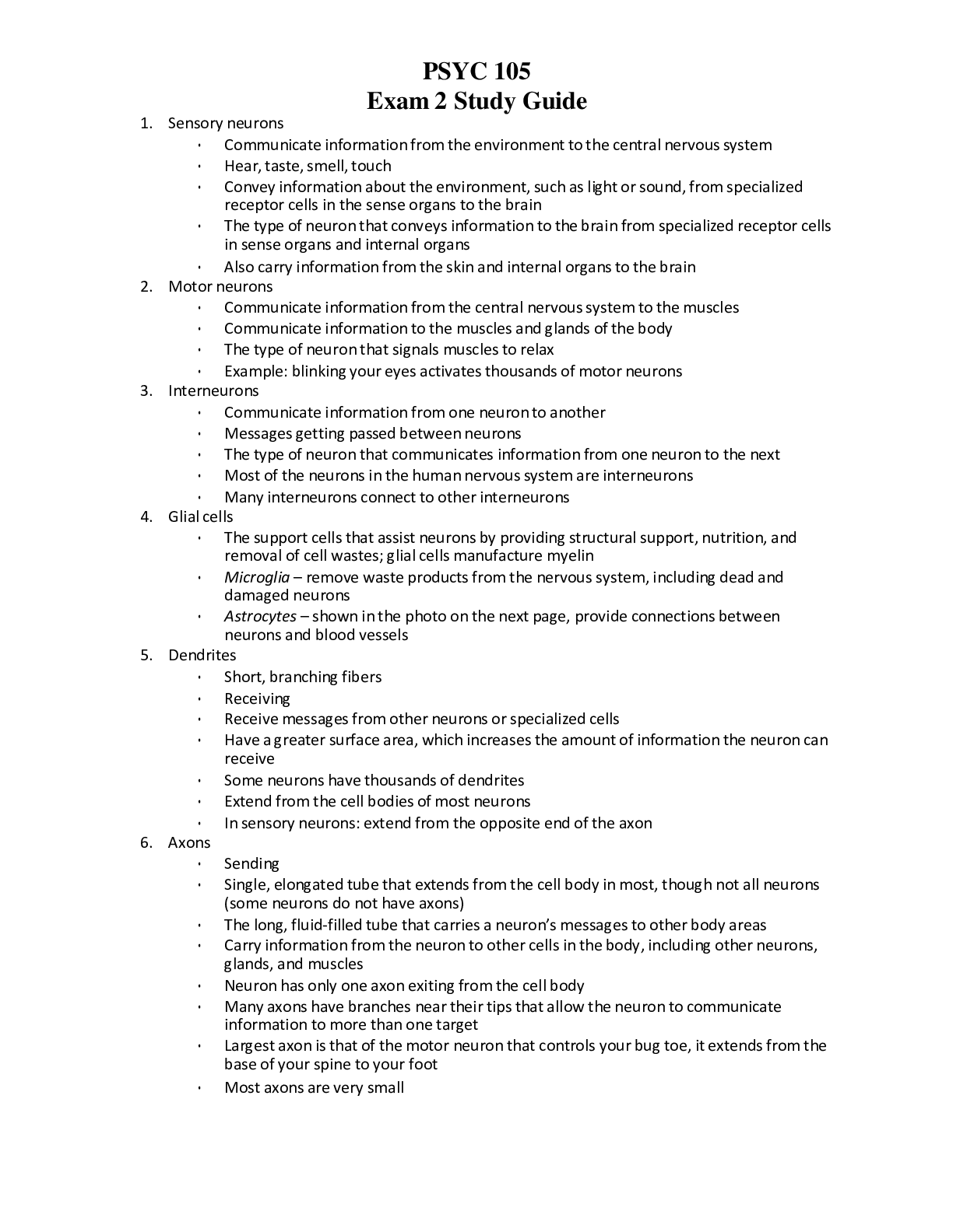 Preview image of PSYC 105 Exam 2 Study Guide document